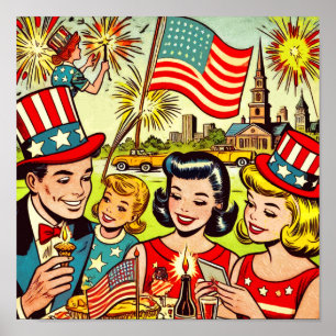 Póster Historietas familiares del 4 de julio