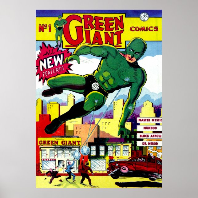 Póster Historietas vintage de Green Giant (Frente)
