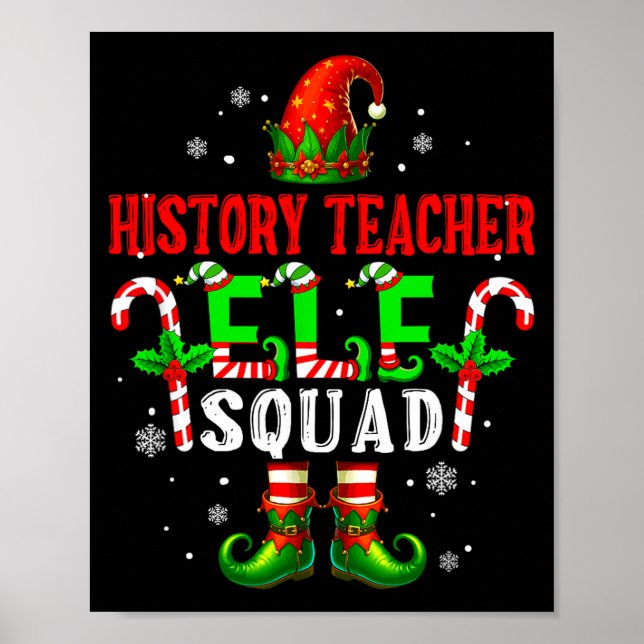 Póster History Teacher Elf Squad Xmas Elf Hat Scute Ss Cu (Frente)