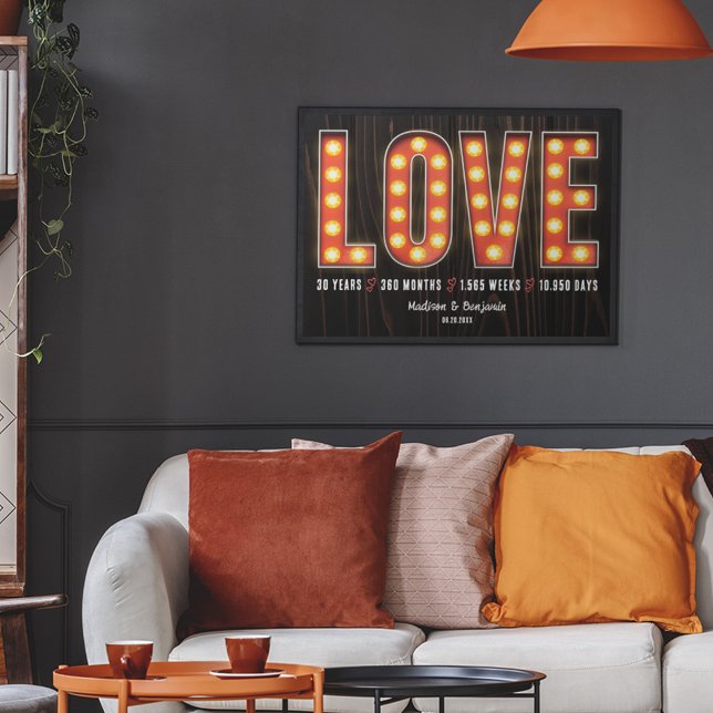 Póster Hito retro 30 años amor personalizado (Subido por el creador)