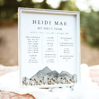 Póster Hitos de primer año de la flor de la montaña HEIDI