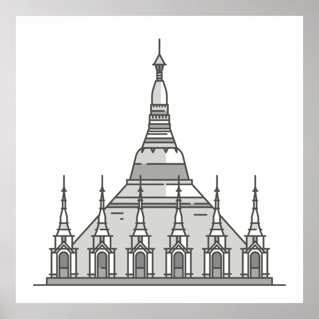 Póster Hitos del mundo en la pagoda de Shwedagon (Frente)