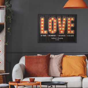 Póster Hitos retro 25 años amor personalizado