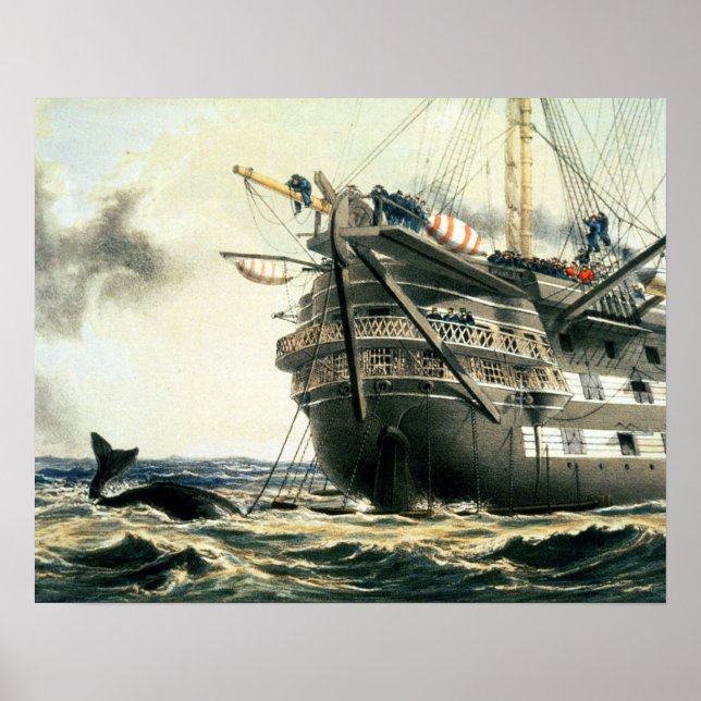 Póster HMS Agamemnon por el cable Atlántico original, (Frente)