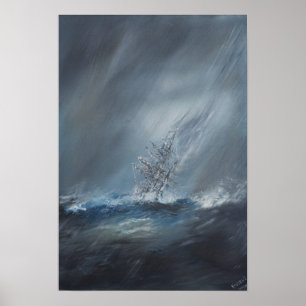 Póster HMS Beagle en tormenta frente al Cabo de Horn el 2