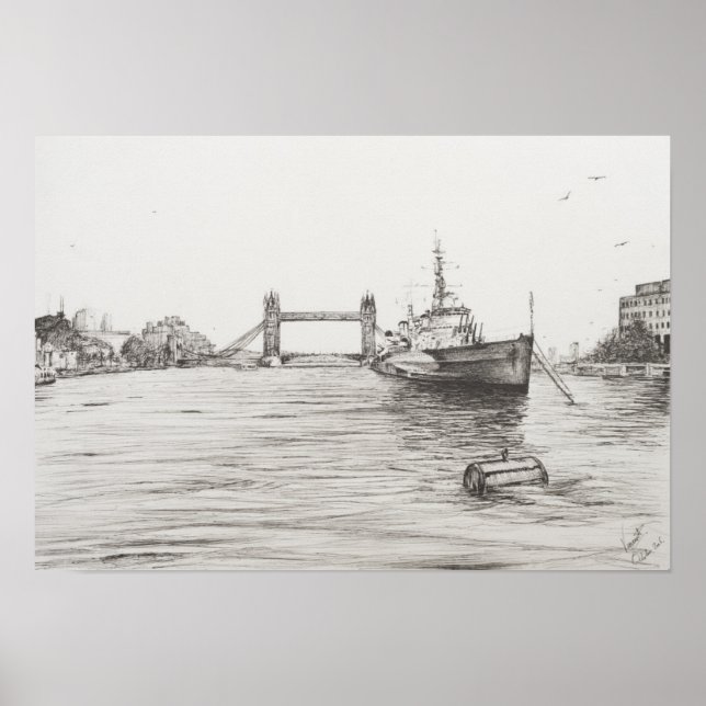 Póster HMS Belfast en el río Támesis Londres.2006 (Frente)