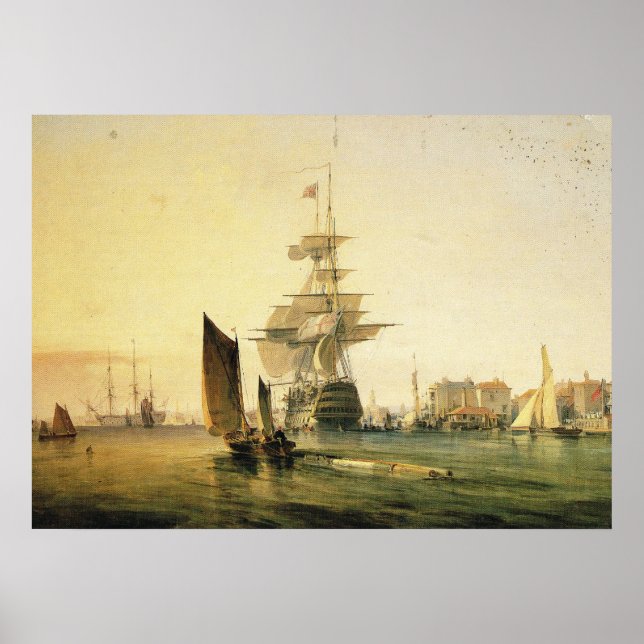 Póster HMS Britannia entra en Portsmouth, 1835 (Frente)