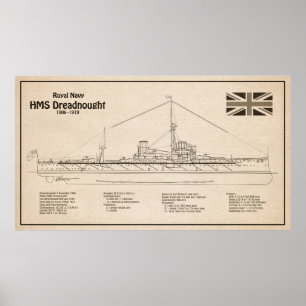 Póster HMS Dreadnought - SD de diseño para el buque