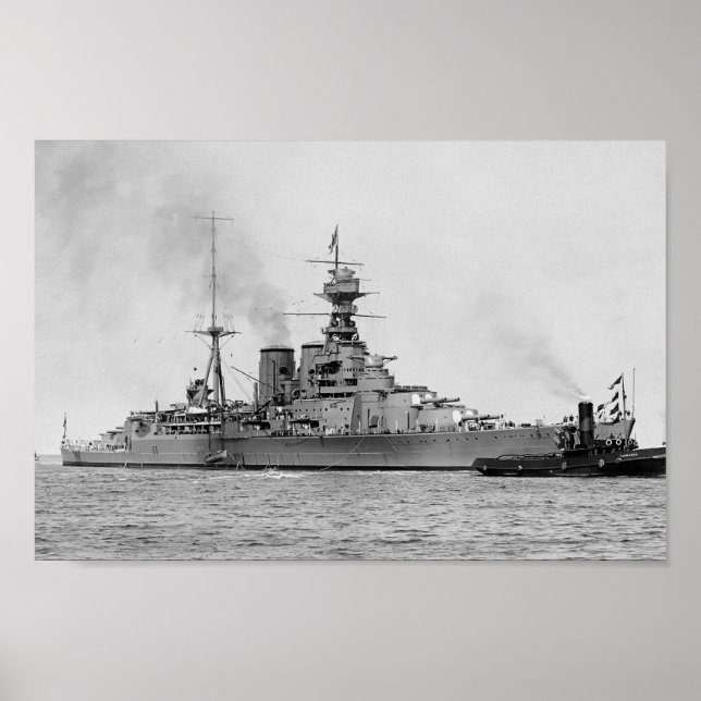 Póster HMS Hood - Vintage Nautical Battlecruiser (Frente)