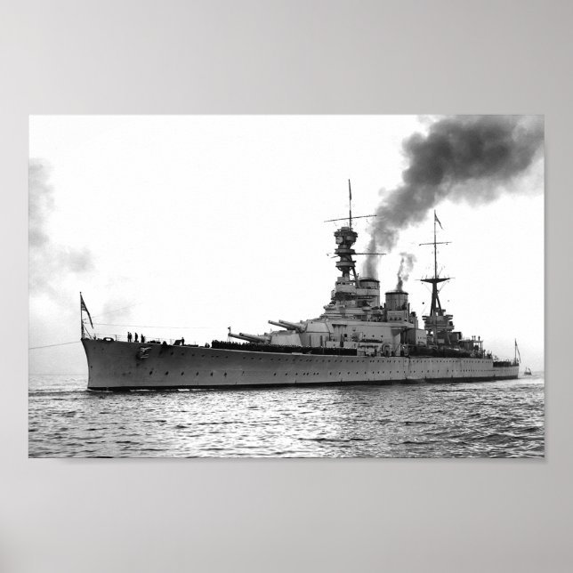 Póster HMS Renown - Vintage Nautical Battlecruiser (Frente)