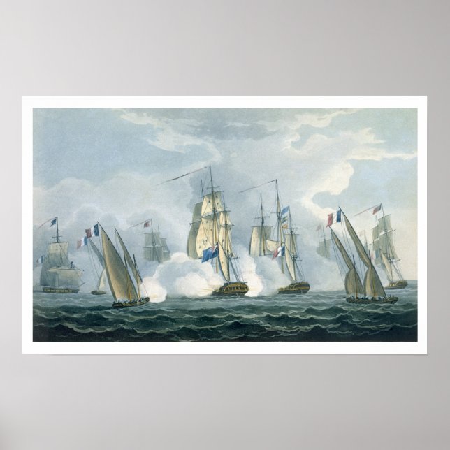 Póster HMS Sirius, capitán Rowse con una Plaza Francesa (Frente)