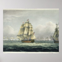 HMS Victory sailing for the French line flanked by