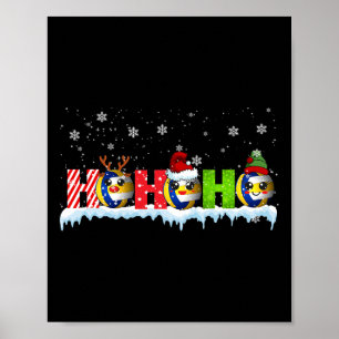 Póster Ho3 divertida obra de voleibol de renos de Navidad