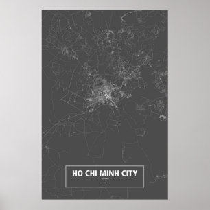 Póster Ho Chi Minh City, Vietnam (white on black)