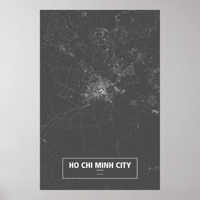 Póster Ho Chi Minh City, Vietnam (white on black) (Frente)