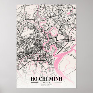 Póster Ho Chi Minh - Mapa vietnamita de la ciudad