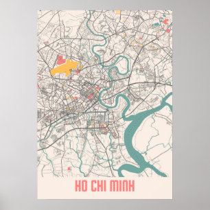 Póster Ho Chi Minh - Vietnam Chalk City Map