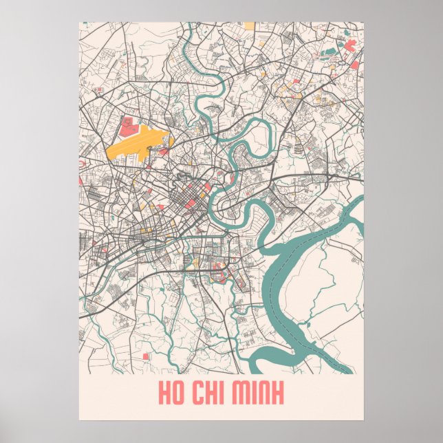 Póster Ho Chi Minh - Vietnam Chalk City Map (Frente)