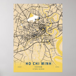 Póster Ho Chi Minh - Vietnam Yellow City Map