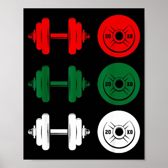 Póster Ho Ho Ho Funny Dumbbell Christmas Weightlifting Gy (Frente)