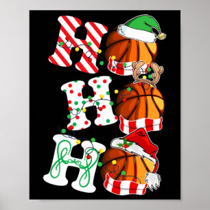 Póster Ho Ho Ho Ho Básquetbol enciende a los renos de San