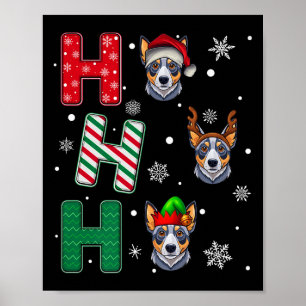 Póster Ho Ho Ho Ho Blue Heeler Navidades de caza Santa