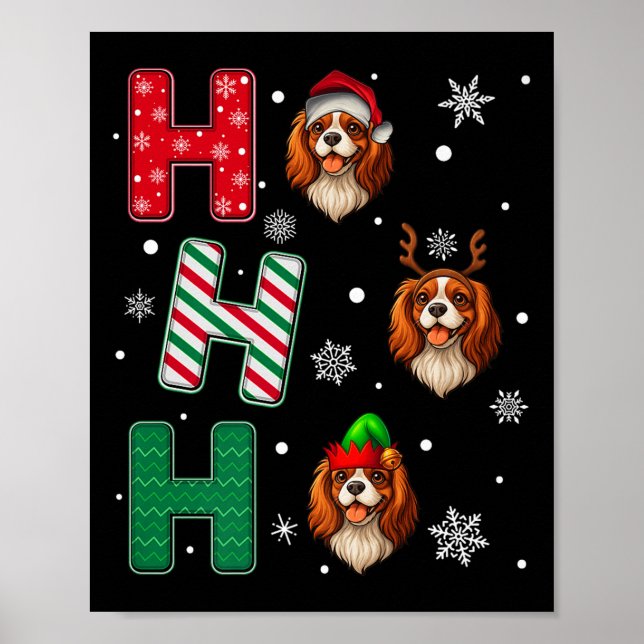 Póster Ho Ho Ho Ho Cavalier King Charles Spaniel Dog Sant (Frente)