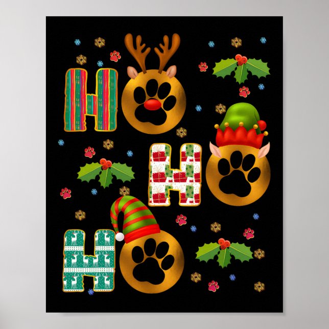 Póster Ho Ho Ho Ho Ho Paw Navidades de Veterinaria (Frente)