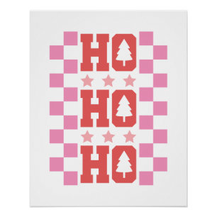 Póster Ho Ho Ho Ho Ho retro Navidades rojos Typografía
