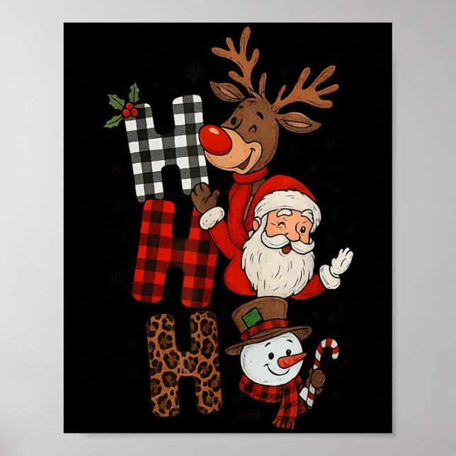 Póster Ho Ho Ho Ho Navidades Pajama Para Niños Hombres Mu (Frente)