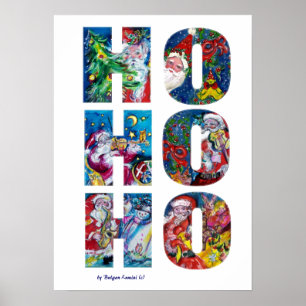 PÓSTER HO HO HO HO SANTA NAVIDADES MUSICALES NOCHE