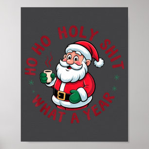 Póster Ho Ho Ho Santo Qué Año Divertido Santa Navidad Pa