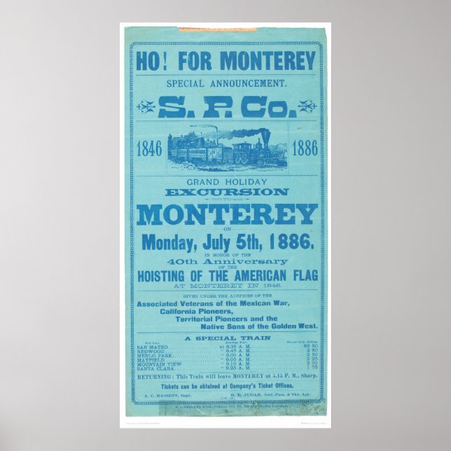 Póster Ho para Monterey So. Anuncio del Pacífico (1652A) (Frente)