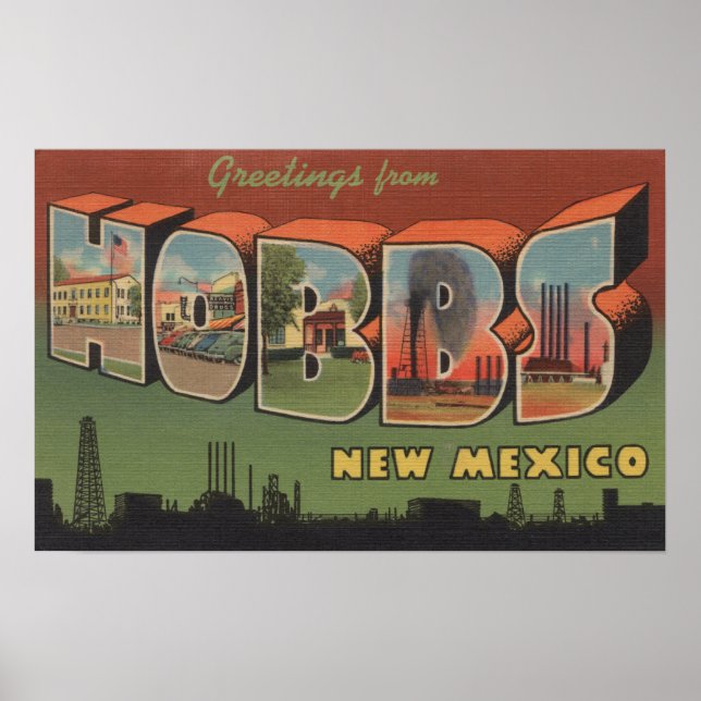 Póster Hobbs, New Mexico - Large Letter Scenes (Frente)