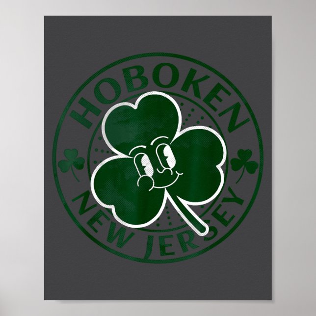 Póster Hoboken New Jersey Irish Shamrock Nj Retro Souveni (Frente)