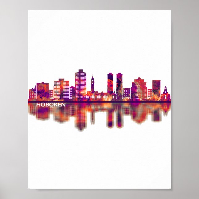 Póster Hoboken New Jersey Skyline (Frente)