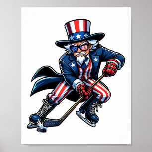 Póster Hockey 4 De Julio Hombres Patrióticos Tío Sam