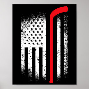 Póster Hockey Bandera Americana Hockey Patriótico 