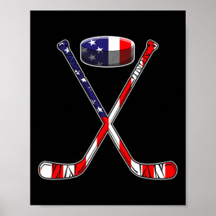 Póster Hockey Bandera Estadounidense 4 De Julio Hombres D