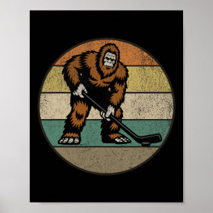 Póster Hockey Bigfoot Retro Vintage 70s Sasquatch Hockey