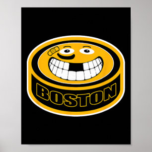Póster Hockey Boston M. Niño Divertido Adulto Disco Sonri
