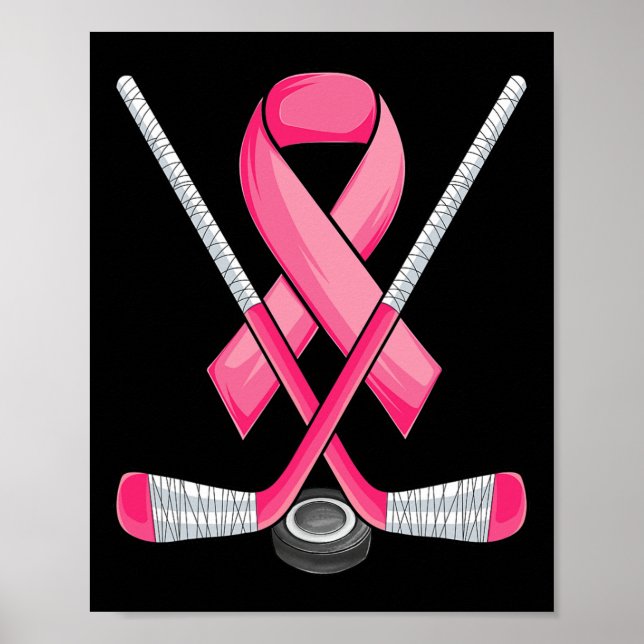 Póster Hockey Cinta rosada Sensibilización sobre el Cánce (Frente)