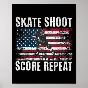Póster Hockey Estados Unidos Bandera Americana Divertido 