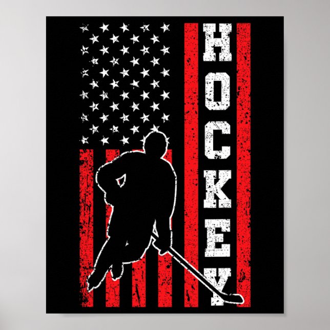 Póster Hockey Estados Unidos Bandera Hombres Hombres Homb (Frente)