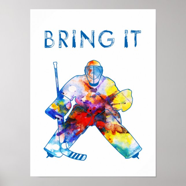 Póster Hockey Goalie Watercolor (Frente)