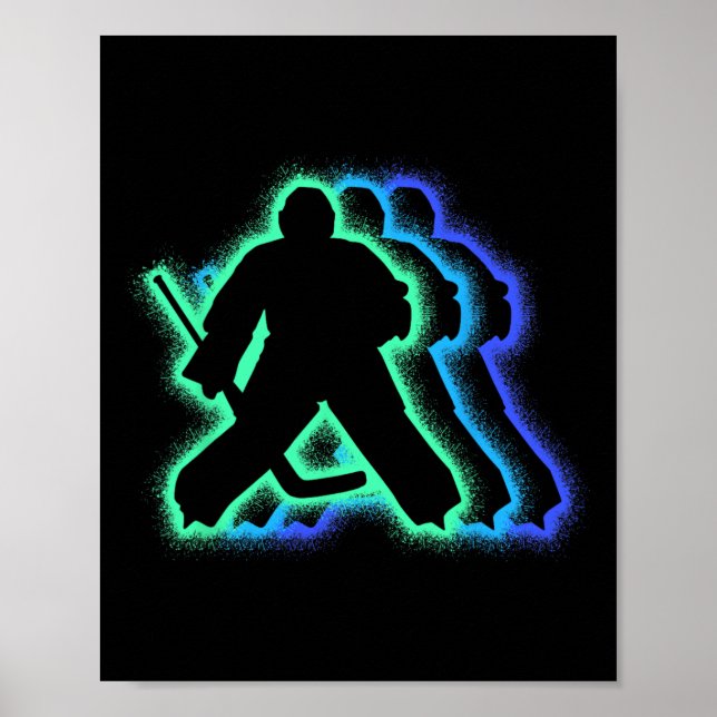 Póster Hockey Goalkeeper Silhouettes Men Boys Ice Hockey  (Frente)