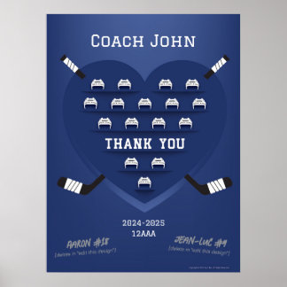 Póster Hockey Gracias entrenador Manager - firma del equi