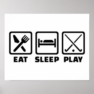 Póster Hockey hierba de Eat Sleep Play