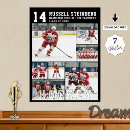Póster Hockey High School Senior 7 Photo Collage