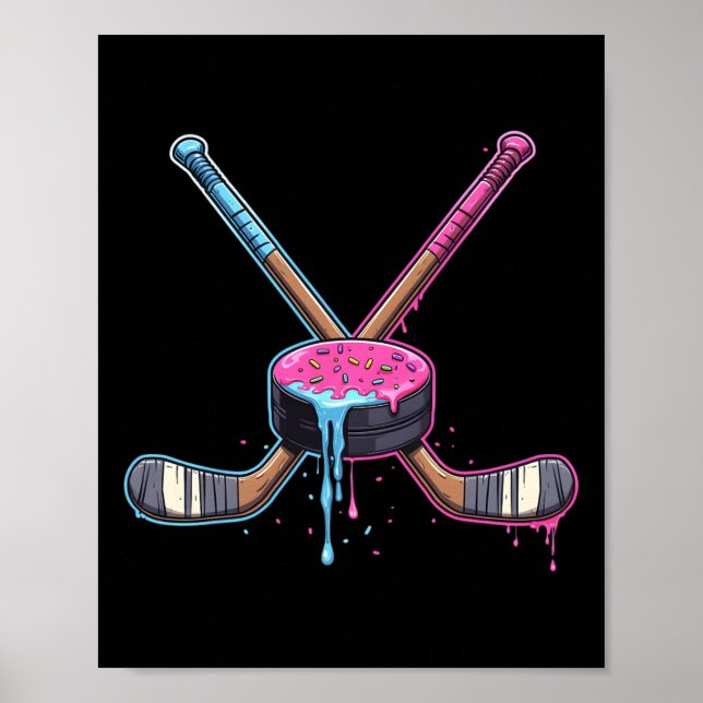 Póster Hockey Ice Cream Drip Boys Youth Kids Men Women Dr (Frente)